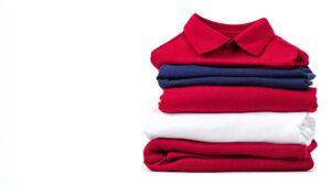 A stack of folded uniform shirts in El Paso.